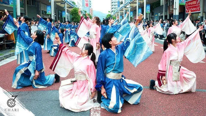 早稲田大学よさこいチーム東京花火のパフォーマンス